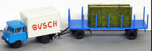Robur LO 2501 PPKoffer-LKW mit Rungenanhänger Busch